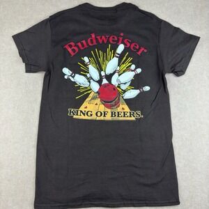 Budweiser Shirt Men S Black Graphic Tee Bowling Strike King of‎ Beers Brew City